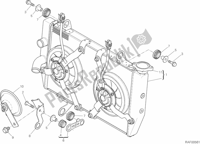Alle onderdelen voor de Waterkoeler van de Ducati Multistrada 1200 Enduro Touring 2018